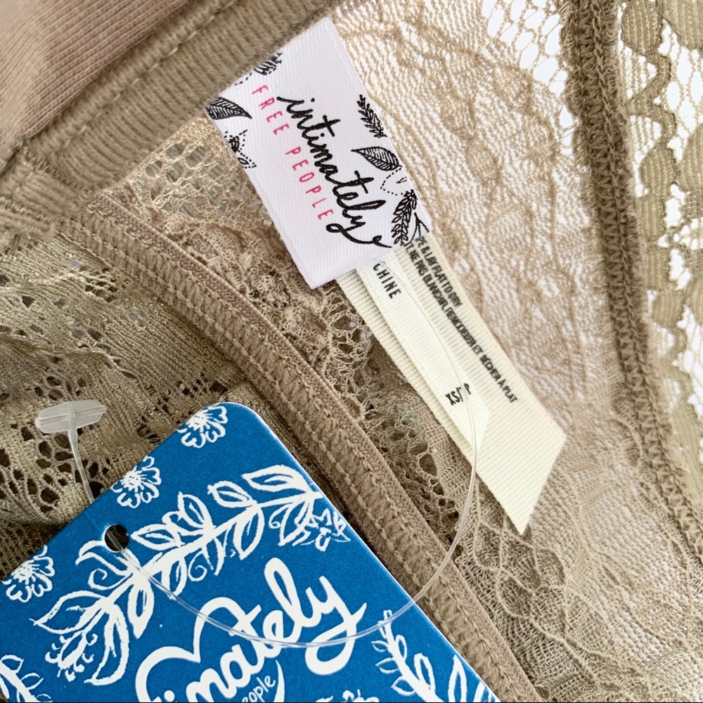 Free People Lace Bandeau Scalloped Edge Taupe XS - Picture 6 of 11